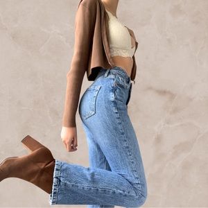 Brandy Melville Ribbed Cropped Zip Up Hoodie In Style Arden